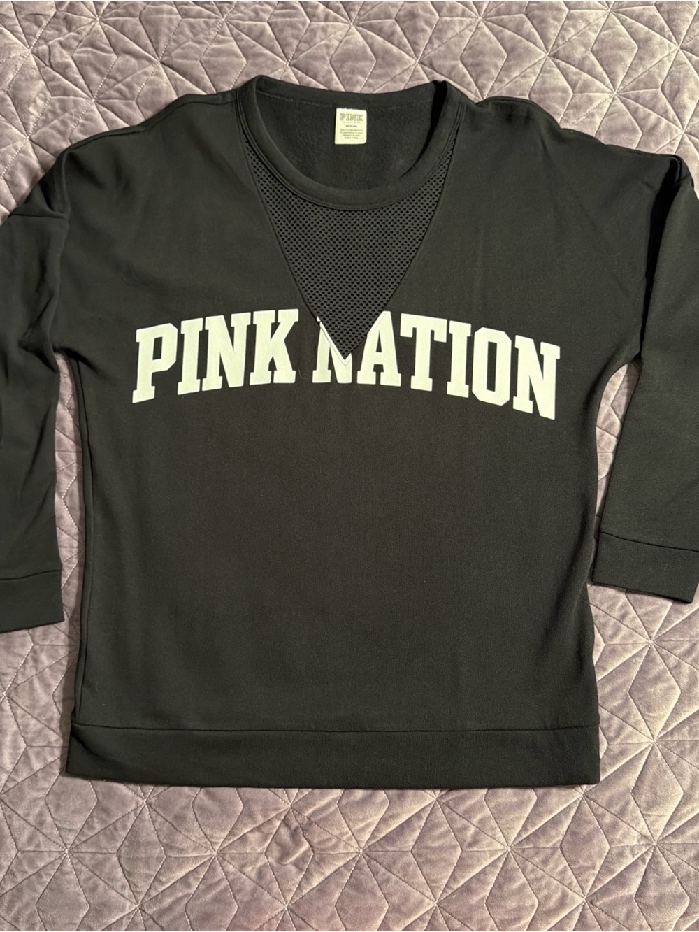 Victoria’s Secret PINK Black Pullover Sweatshirt with Mesh